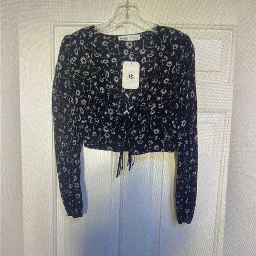 Floral Black Crop Top